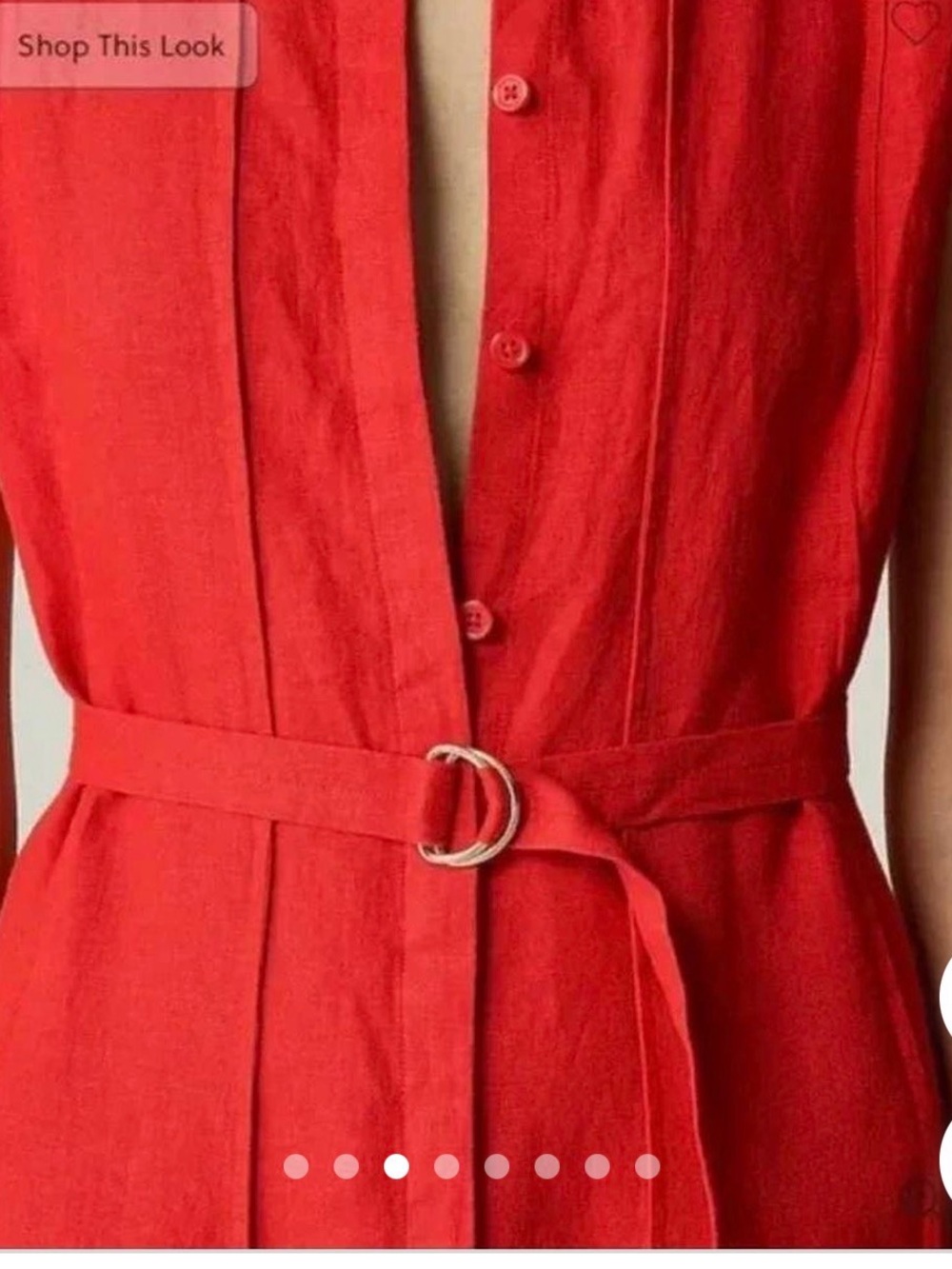 J. Crew Red Sleeveless Ring-Belt Midi Dress - Picture 3 of 6